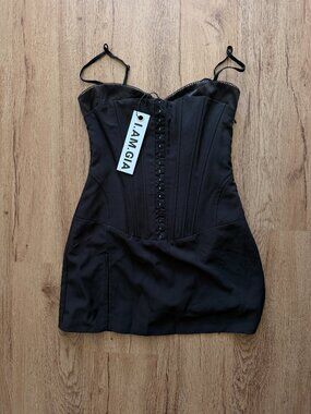 I.AM.GIA Friella Corset Mini Dress Black Size M NWT